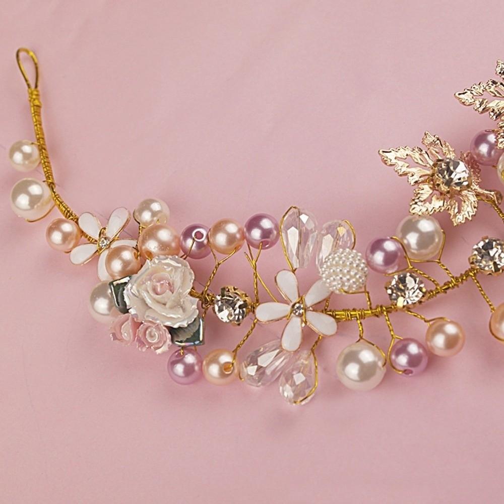 Gold Color Princess Crowns Rhinestone Bridal Jewelry Exquisite Flower Crown  Gift