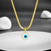 Women's Korean Style Minimalist Stainless Steel Necklace with Mother-of-Pearl Demon Eye Pendant