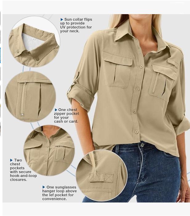 Women's Quick-Dry UV Protection Multi-Pocket Outdoor Stretch Shirt