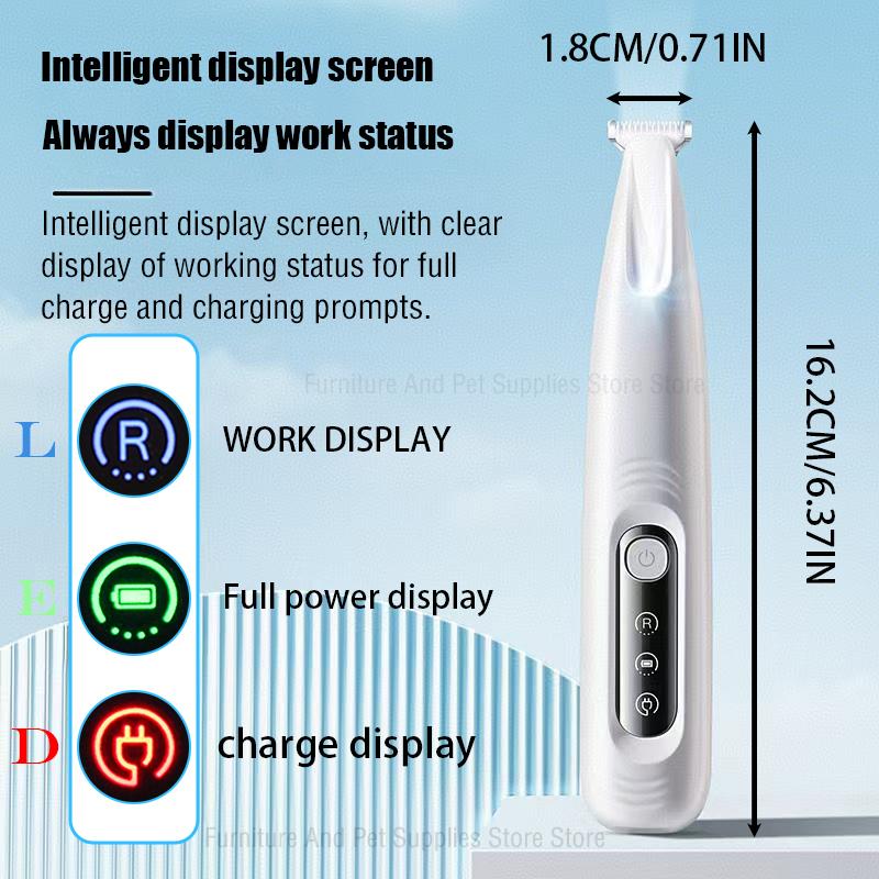 Neuer Hundepfotenschneider mit LED-Licht, vollständig wasserdichter Tierhaarschneider mit LED-Anzeige, Hundeschermaschine zur Fellpflege, 18 mm breite Klinge