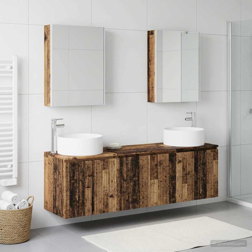 Bathroom Cabinet Set 5 pcs Reclaimed Wood Effect Particleboard