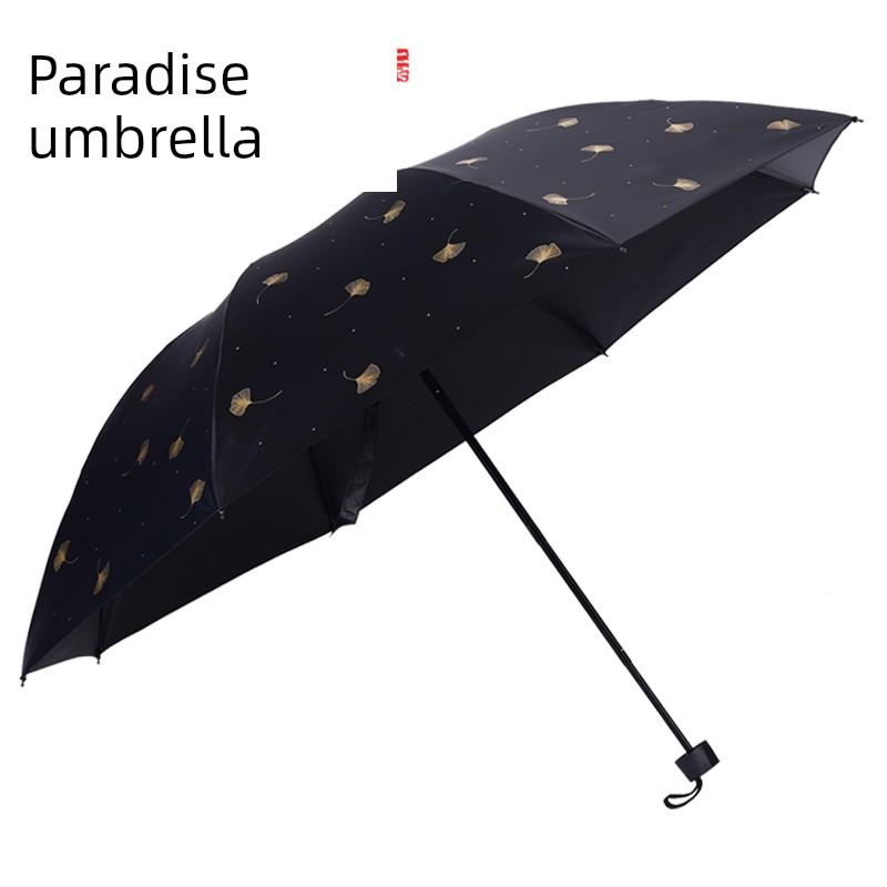 Paradise Umbrella Sun Protection Student Black Coating Uv Protection Umbrella Dual-Use Umbrella Sunshade Umbrella Cute Simple Fresh Style