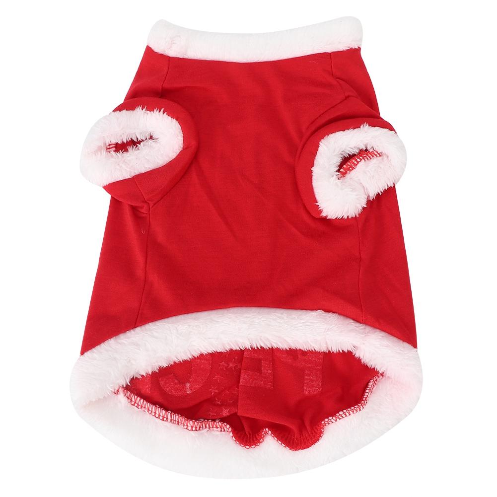 Red Plush LOVE Pattern Costume Pet Christmas Dress Holiday Party Clothing Clothes for Dogs Cats