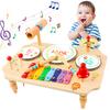 Dětská bicí souprava, Hudební nástroje Multi-in-1 pro děti od 1 2 3 let s xylofonem, Montessori hračka pro miminka, Dětské To