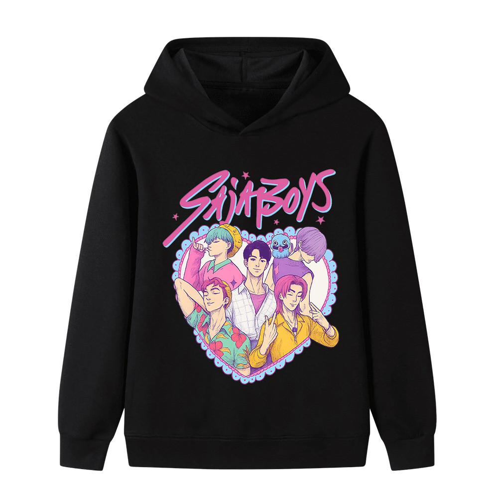 B1212 Kids Boys Girls Sajaboys Kpop Rumi Zoey Mira Print Long Sleeves Hoodie