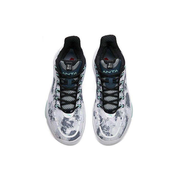 Anta Slip Resistant Abrasion Resistant Mid top Performance Basketball Shoes Men's Gray White 112211605-1