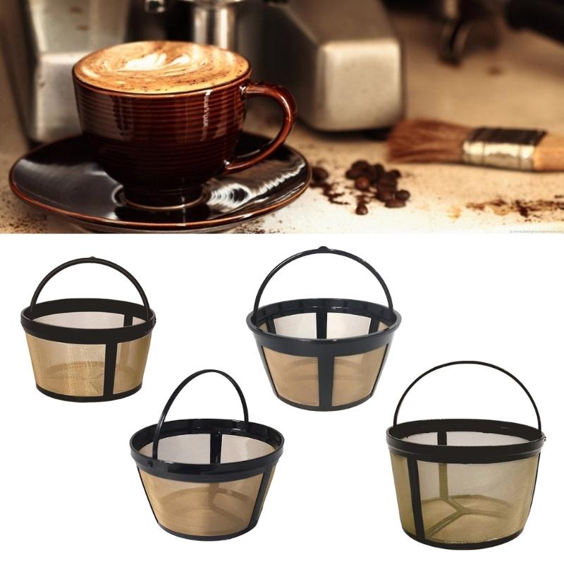 Practical Golden Tone Coffee Filter Durable Coffee Filter Coffee Strainer for 4/6/8/12 Cup Basket Style Coffee Maker