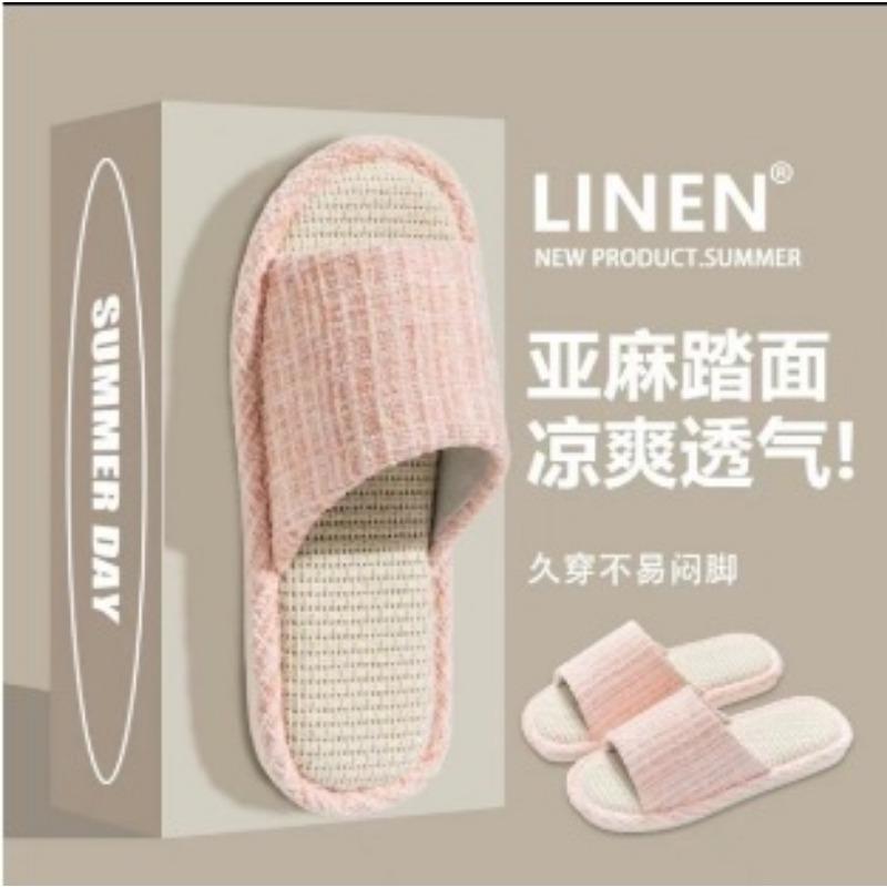 Linen slippers women's new home slippers couple home four seasons open mop silent floor mop