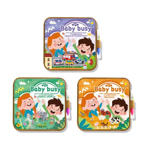 Çocuklar İçin Boyama Kitabı (Sulu Boya Kalemli) Yeniden Kullanılabilir Kirlenmeyen Su ile Boyama Kitabı Hayvan Araç Sebze Meyve Sayı Okul Öncesi Öğrenme Boyama Kitabı