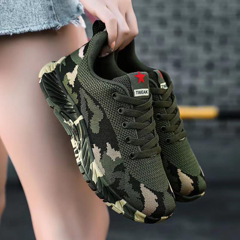 Mesh Camouflage Sports Shoes Men's Durable Casual Shoes Men's Anti Slip Tennis Outdoor Hiking Lightweight Flat Shoes Sneakers