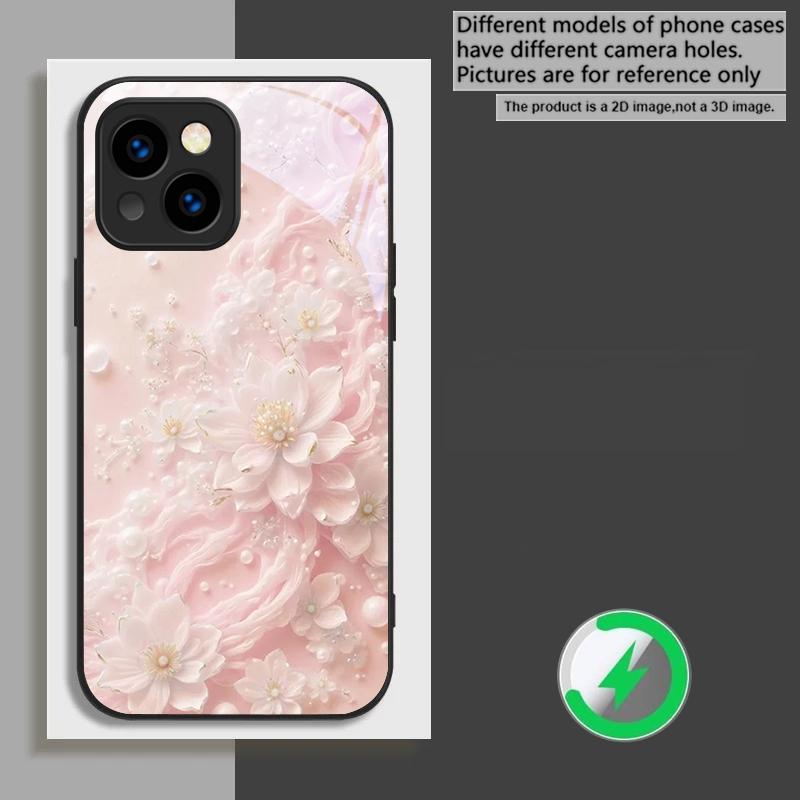 

Beautiful white flowers suitable for iPhone 17 Pro Max 16E 15 Pro 14 13 Plus 12 mini 11 XR Xs 7 8 16 Air black Glass Phone Case iPhone 8