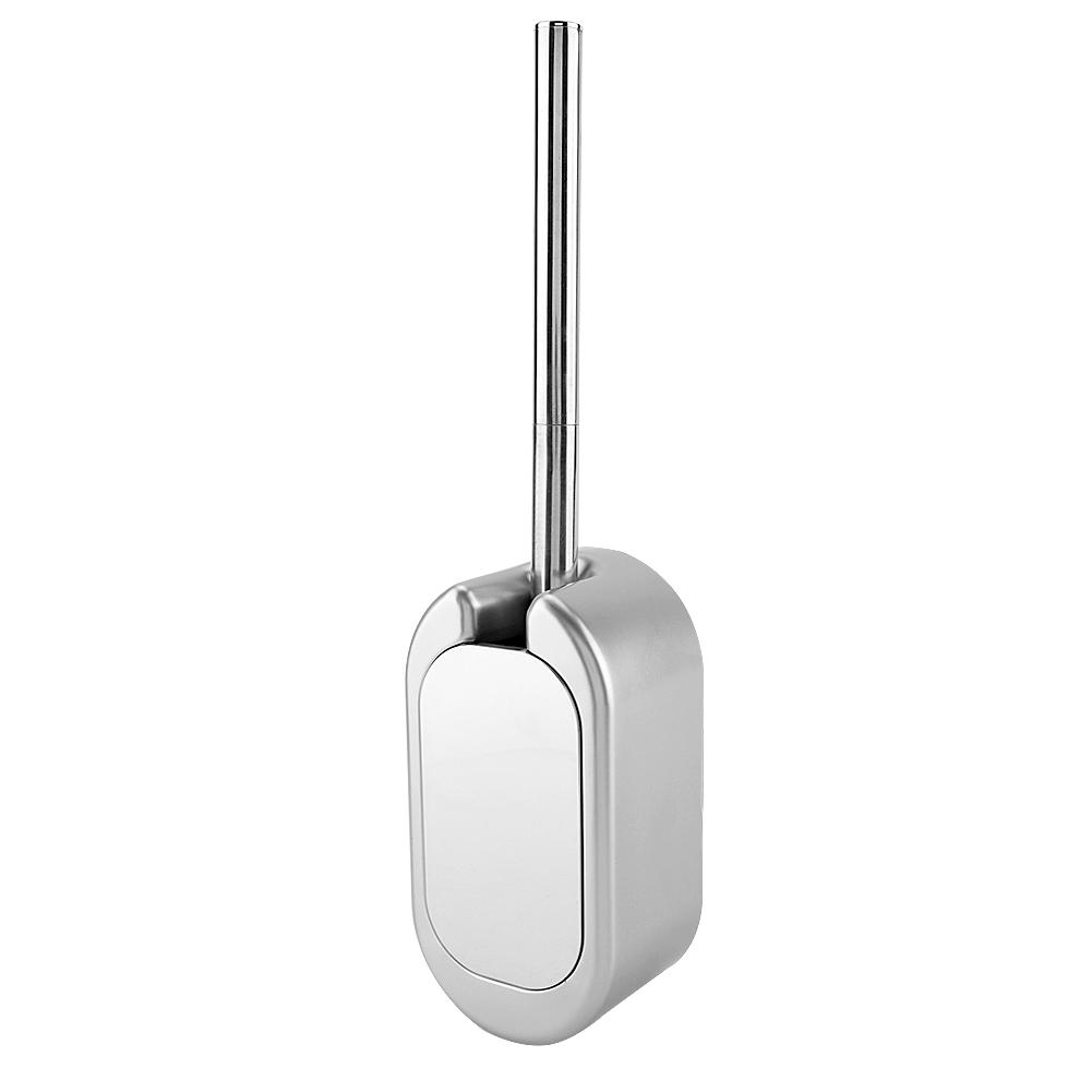 Nail Free Stainless Steel Handle Toilet Brush Set Home Hotel Bathroom Cleaning Tool (silver)