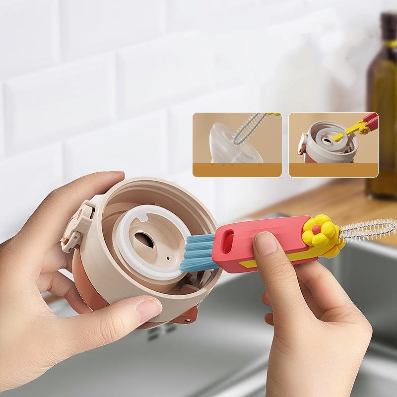 3 Pcs Portable 3 in 1 Multifunctional Cup Lid Cleaning Brush for Bottle Gap Tight Spaces Cup Lid