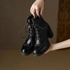 Fashion NEW Spring Shoes Women Round Toe Chunky Heel Boots Split Leather Shoes for Women High Heel Platform Boots Elegent Ladies Shoes
