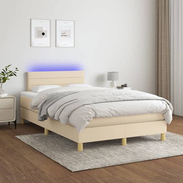 Maison Exclusive - Sommier à lattes de lit avec matelas LED Crème 120x200 cm Tissu