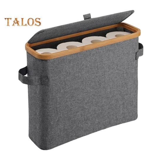 

Корзина для хранения туалетной бумаги, большая вместимость, водонепроницаемый, многоцелевой, простой в установке органайзер для хранения туалетной бумаги с крышкой серый