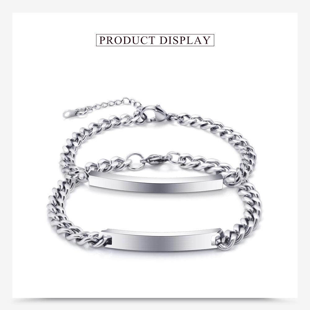 Engravable Titanium Steel Couples Bracelet – Sleek Long Strip Design for Men and Women