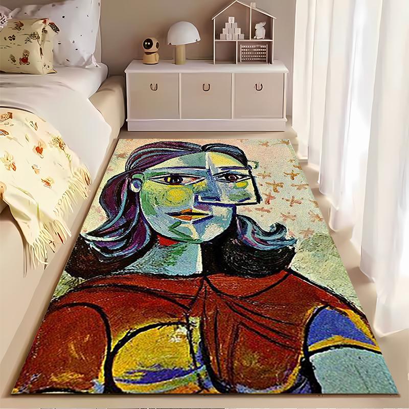 Colorful Abstract Portrait Rug Design Non-slip rug suitable for living room and bedroom sofas.