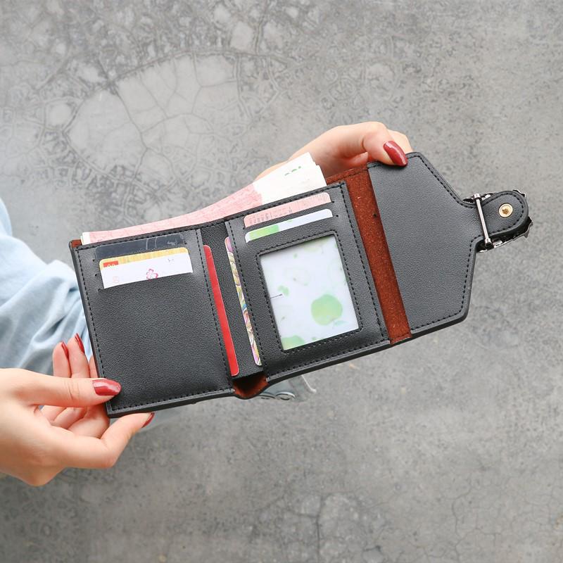 Niedliche Damen-Mini-Faltbörse & Kartenhalter mit Litschi-Maserung