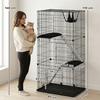 3-Tier Large Cat Cage Indoor, Detachable Metal Wire Kennel with Hammock, Platforms, Tray and Cushions for 1-2 Kittens