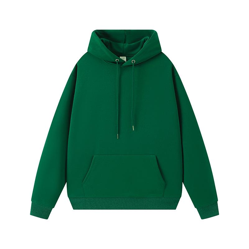 Men's and Women's Warm Cotton Hooded Sweatshirt - Plain Color, Loose Fit, Autumn Winter Style