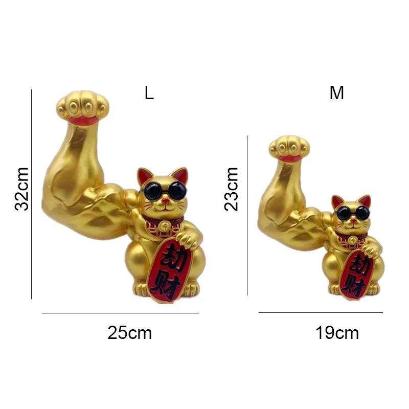 Figurines Creative Crafts Giant Arm Robbery Cat Resin Sculpture Lucky Cat Ornament Miniature Gym Wealth and Opening Gifts Decor