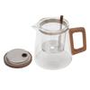 Teekanne mit Sieb Glas 750ml Hitzebeständig Wasserabtrennung Infuser Teekanne mit Holzgriff für Zuhause Büro Stil 2