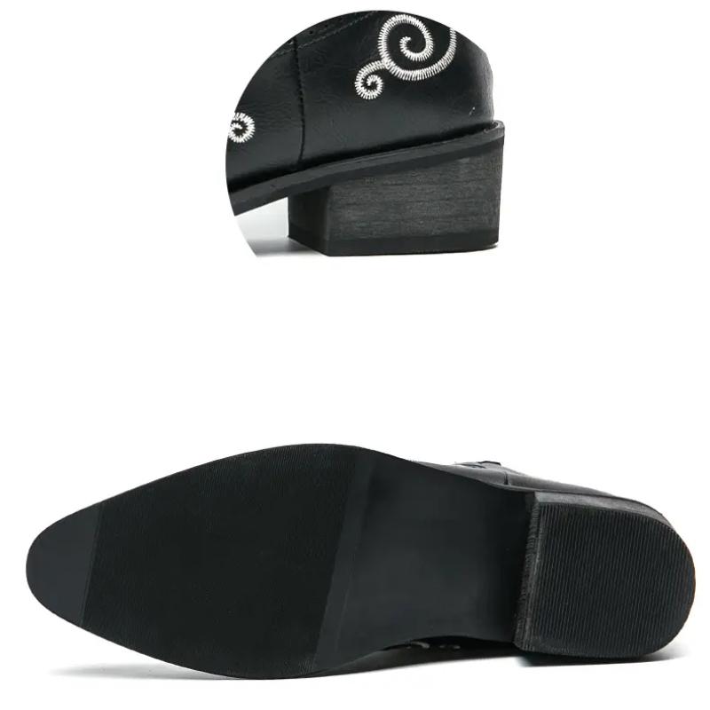 Hand Embroidered Western Cowboy Boots Men's Boots Western Cowboy Boots  Embroidered Sleeve Boots Retro Square Boots