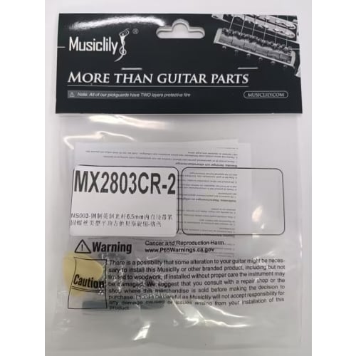 Musiclily Pro 1/4" Steel Flat Dome Knobs, Horizontal Thread, Metric/Inch Compatible, for Electric Guitars and Basses, Chrome (Set of 2)