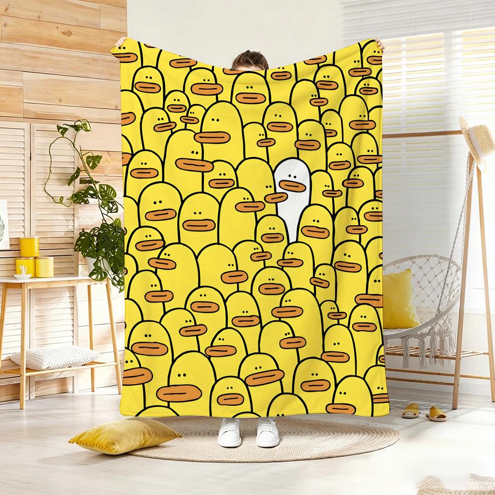 Cute Cartoon Ducks Throw Lightweight 240G Flannel Blanket Soft Skin-Friendly For Summer Cooling