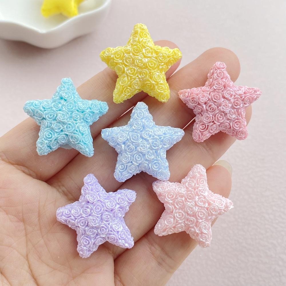 

Resin Colorful Cartoon Rose Star Flatback Stone 10PCS DIY Christmas Halloween Decor Figurines Scrapbook Accessories