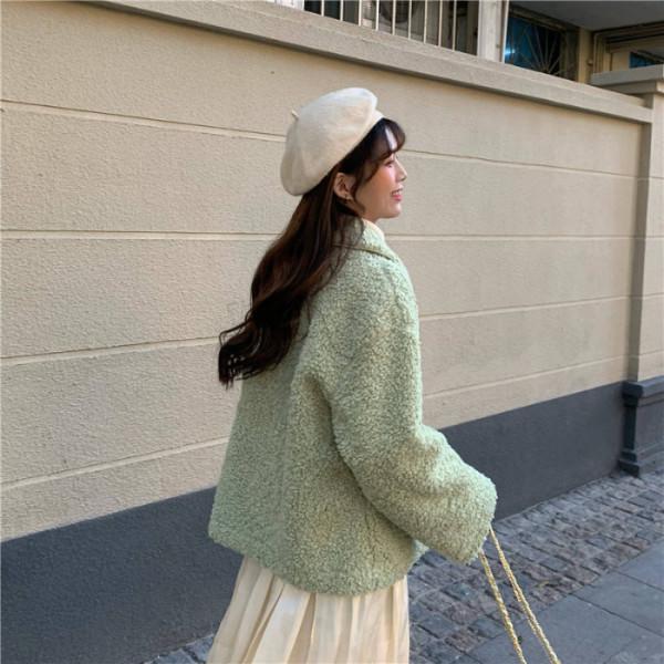 Chic Lambswool Plush Coat: Trendy, Warm & Stylish Cardigan Hoodie for Women