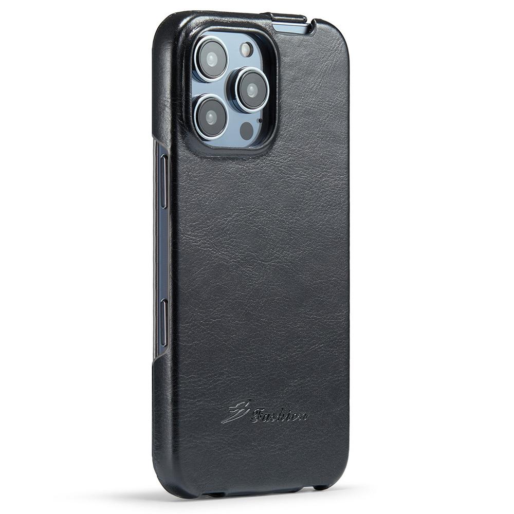 Etui na iPhone 16 Pro Max z klapką pionową, skórzane, z teksturą Crazy Horse, pokrowiec na telefon