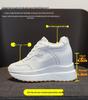 Women's 2025 Spring Height-Increasing White Sneakers - 10CM Thick Sole, Genuine Leather, Casual Sports Shoes