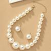 New imitation pearl necklace, cold style retro beaded earrings, niche design necklace set