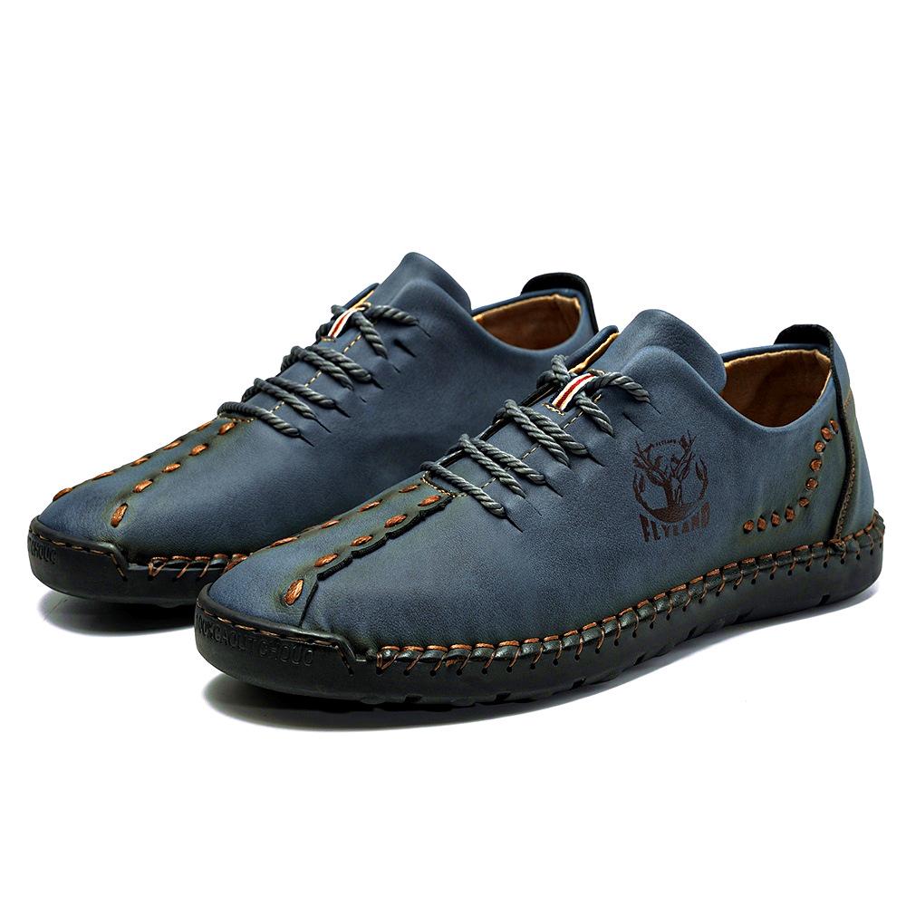 Popular Plus Size Men's Handmade Leather Casual Shoes - Breathable for Spring & Autumn