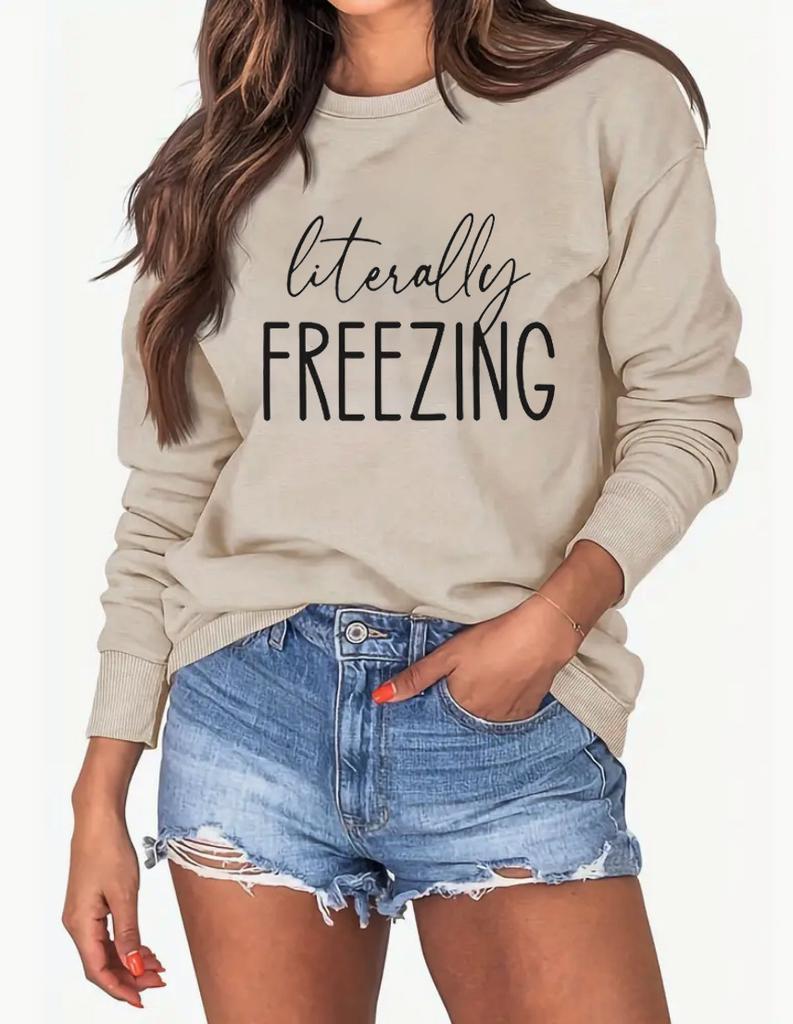 2023 Autumn/Winter Cross-border Supply Amazon Women's Letter Print Solid Color Sweatshirt Factory Direct Sales Production