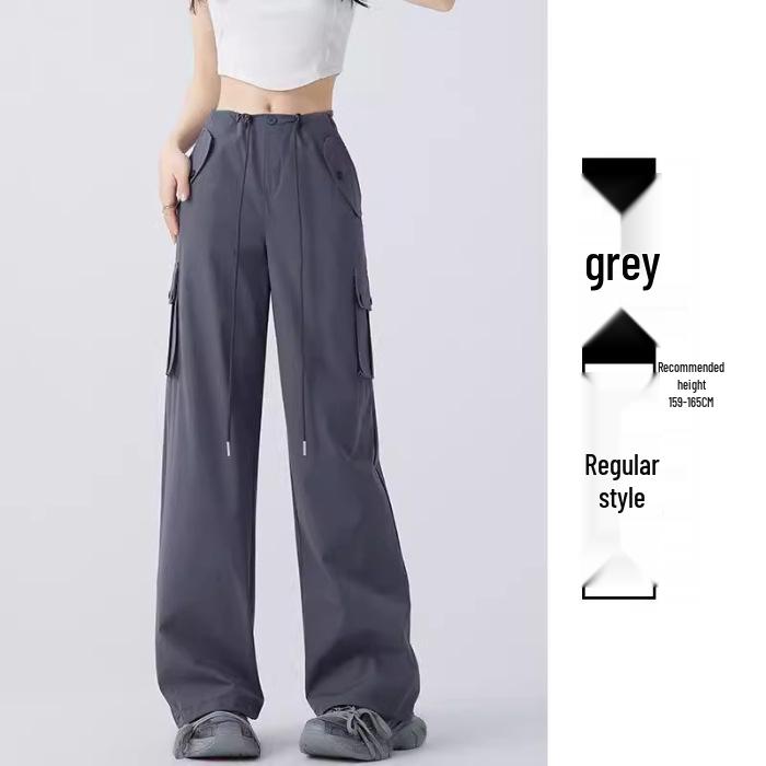 

Женские брюки карго с высокой посадкой и широкими штанинами - Легкие, стройнящие и повседневные весенне-летние XL серый