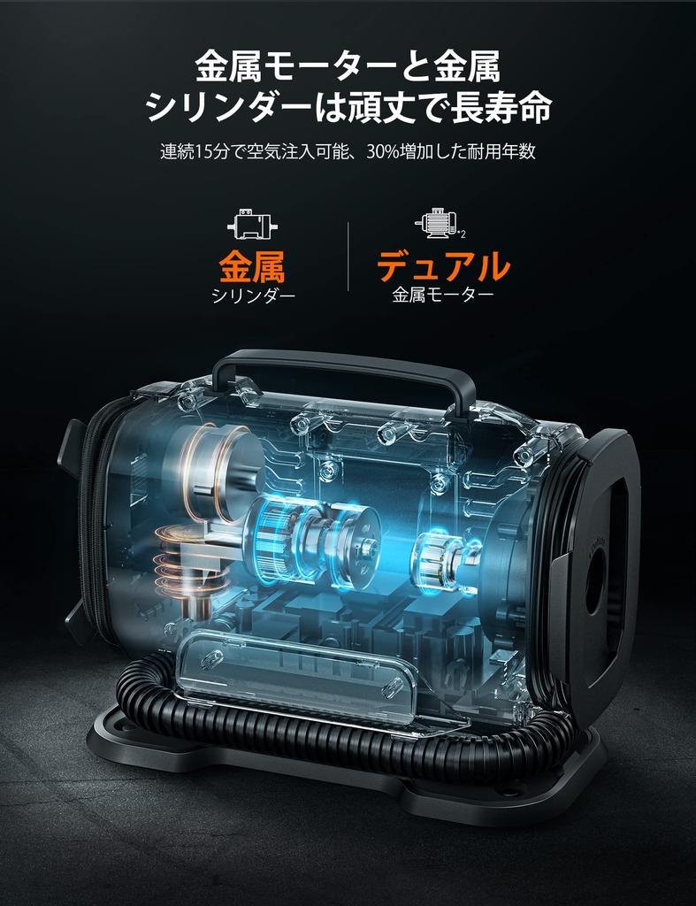 AstroAI Air Compressor Electric Inflator 5 In 1 Tire Pool Car Power Supply 150 PSI Automatic Power Off Memory Function LED Light 5 Types Conversion
