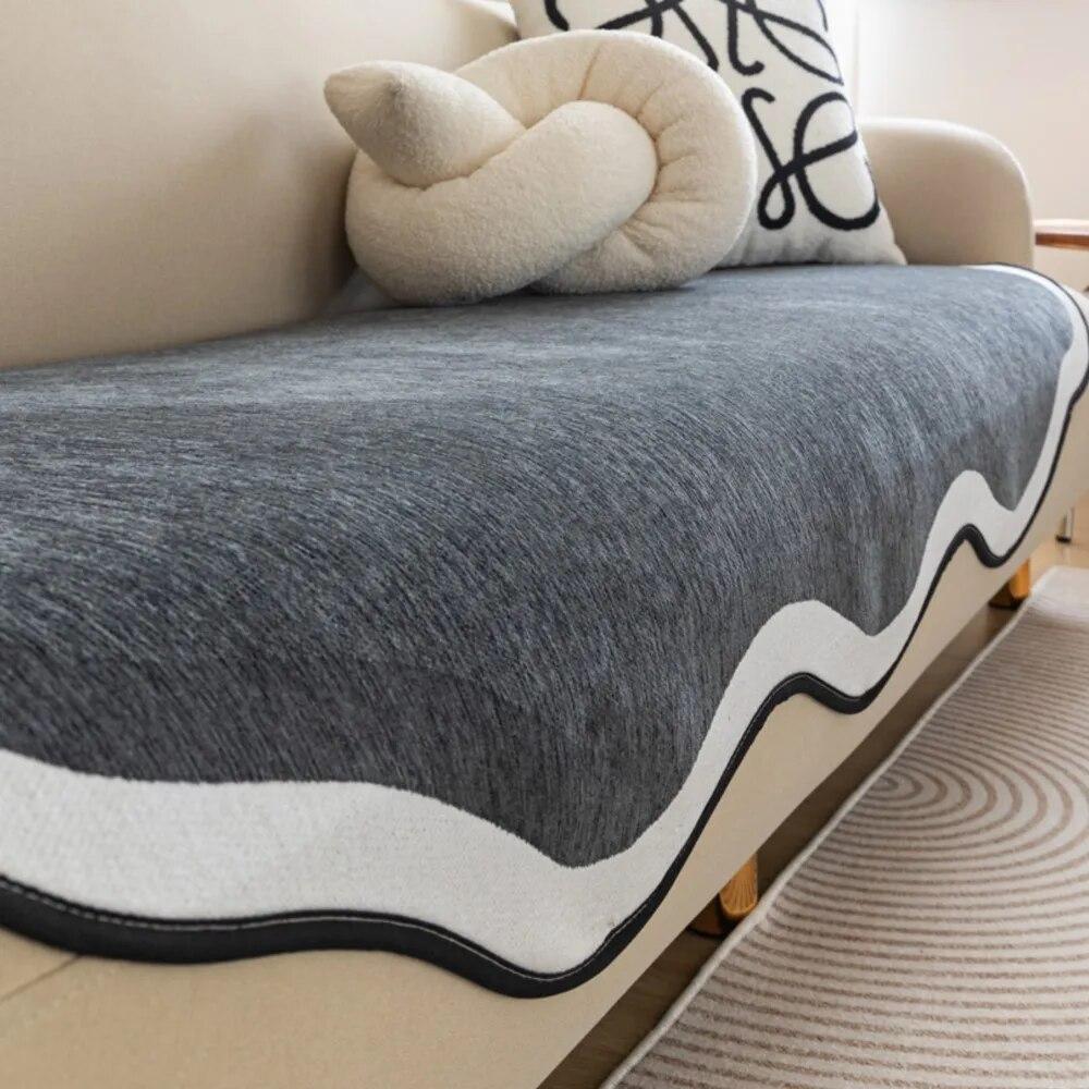 Sofa Covers Super Soft Plush Sectional Couch Furry Non Slip Sofa Slipcover Furniture Protec Irregularity Cushion Carpet Bath Mat