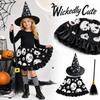 Girls Halloween Pumpkin Print Dress with Witch Hat and 3 Piece Costume Set