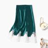 Women's Summer 2022 French Acetate Midi Skirt with Embroidered Lace and Slit Hem