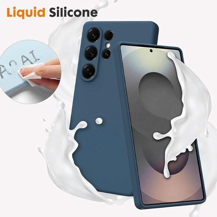 Case for Samsung Galaxy S25 Ultra - BOOLING - Shockproof Silicone Protection Navy Blue - 2 Tempered Glasses