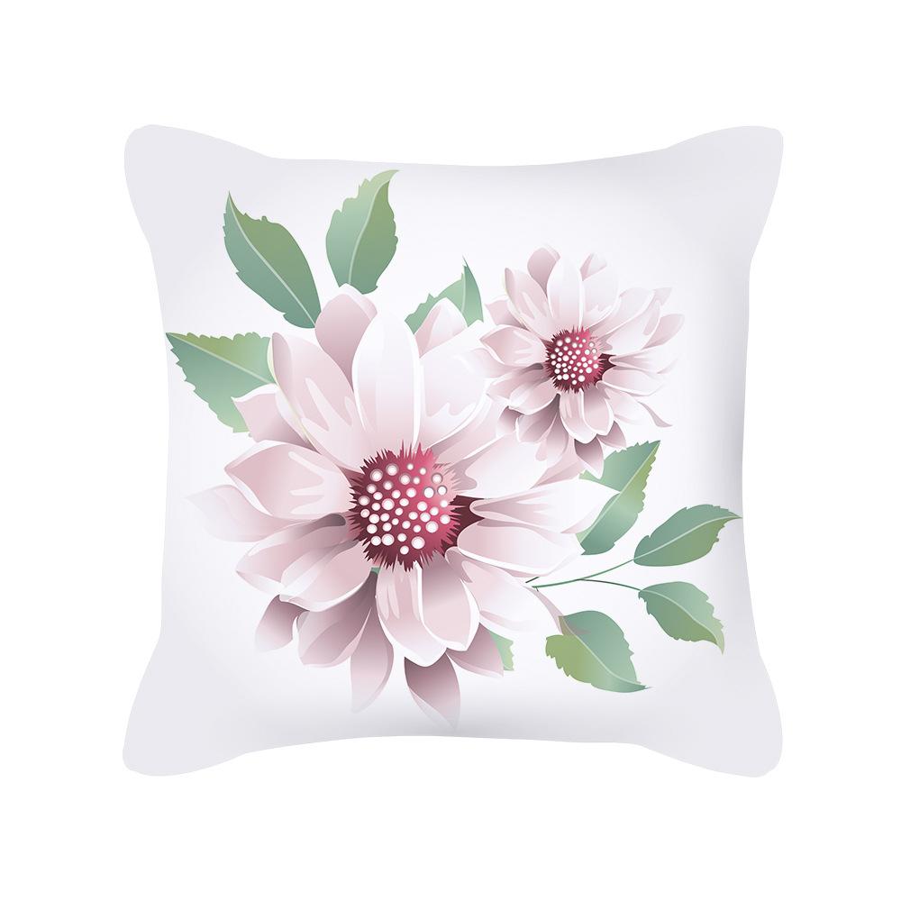 Pillow New Plant Flower Printed Pillow Sofa Pillow Bedside Backrest Short Plush Pillow Cover