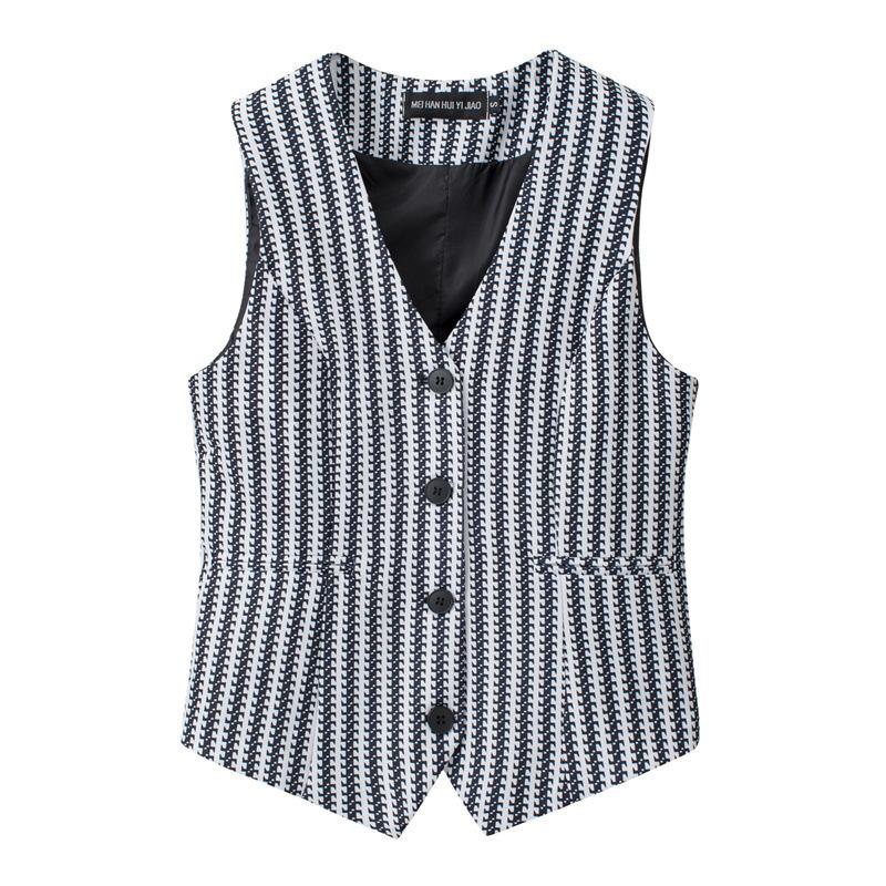 Women Suit Vest Sleeveless Single-Breasted Button Waistcoat Casual Office Short Outerwear Layering Tank Gilet