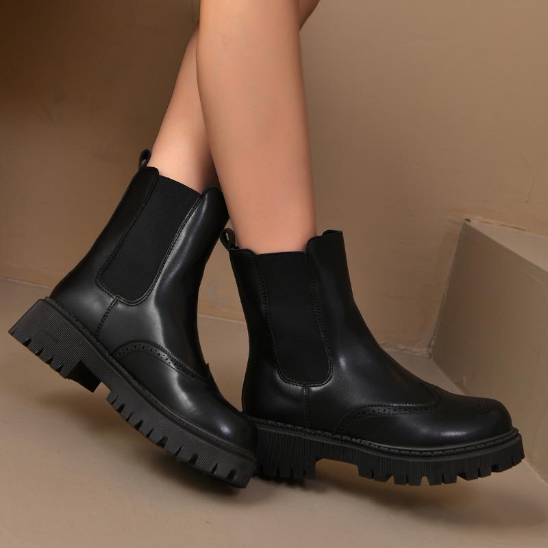 

2025 New Fashion Boots for Women Fashion Brand Designer Shoes Leather Platform Chelsea Boots Fashionable and Versatile Boots 42 чёрный