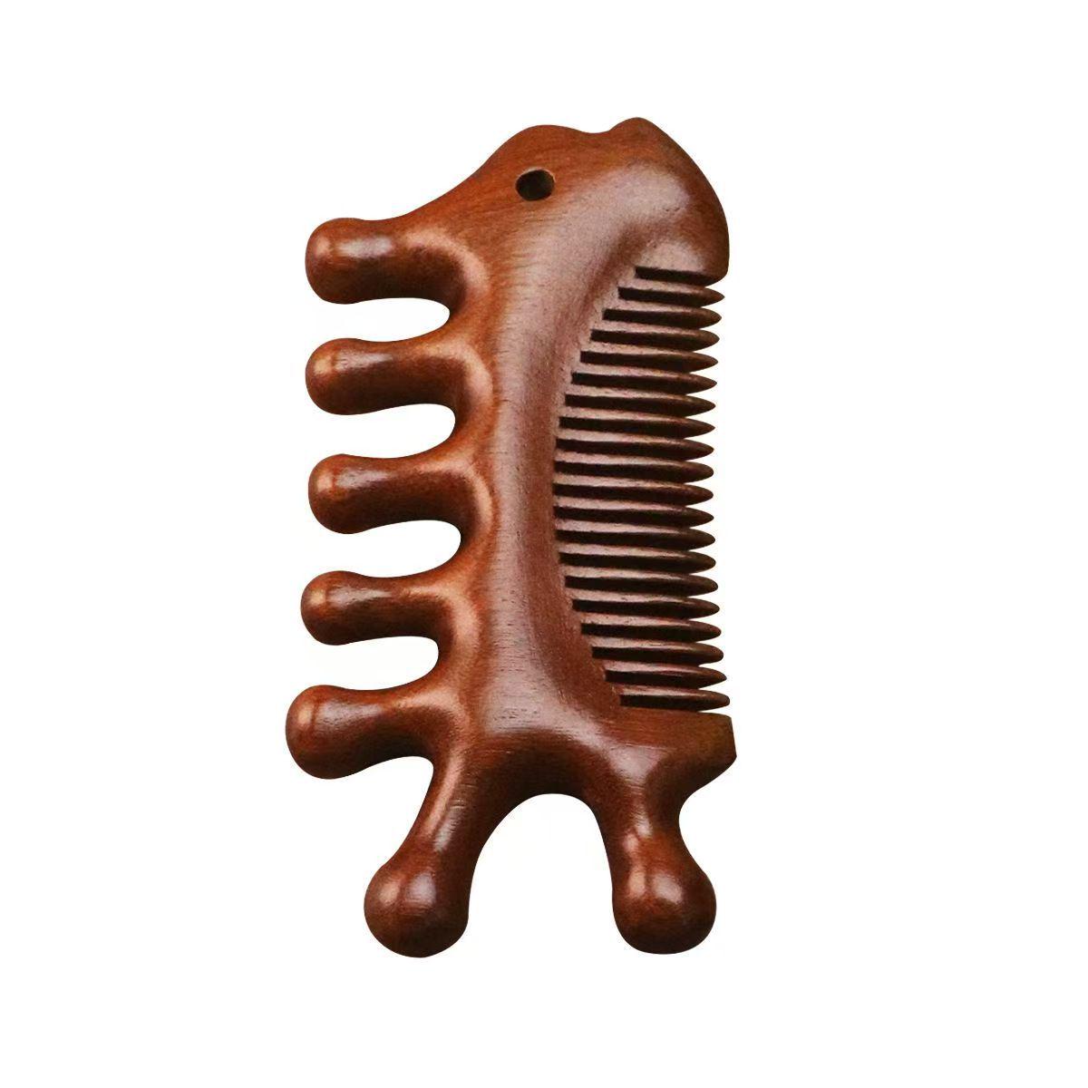 Golden Sandalwood 5-in-1 Massage Comb & Gua Sha Tool for Full Body & Scalp. светло-коричневого