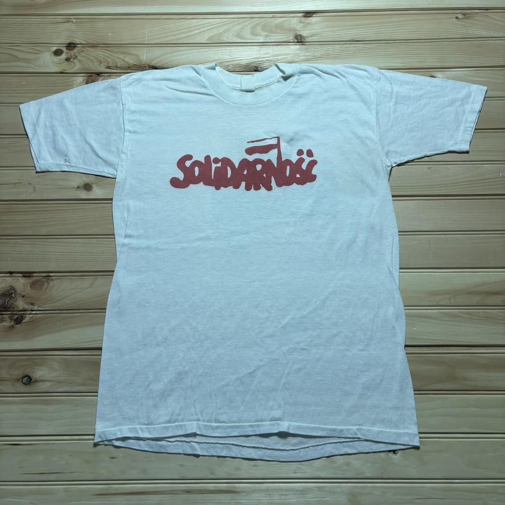 Vintage 80s Solidarnosc Polish Trade Union Solidarity Movement Shirt Size XL Unisex T-Shirt S
