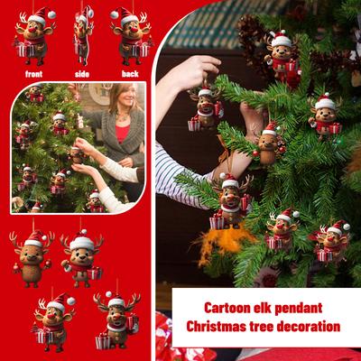 Cartoon Elk Hanging Ornament Christmas Tree Home Decorative Ornament