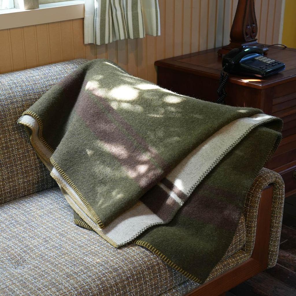 Blanket RAILROAD BLANKET Khaki X Beige [Dulton]